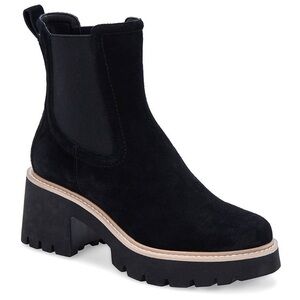Dolce Vita Black Suede Chunky Heel Ankle Boots